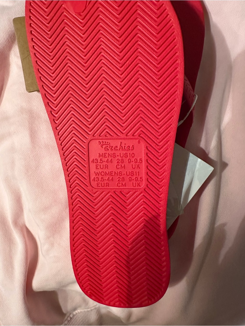 Archies Bright Red Textured Flip Flops - Picture 3 of 4